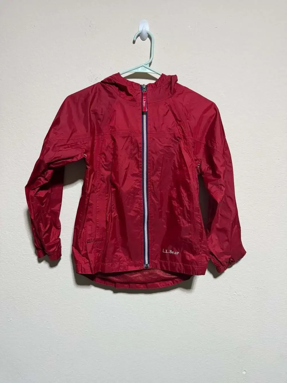 Kids' L.L.Bean Trail Model Rain Jacket Mesh Lined Windbreaker Red Size 8